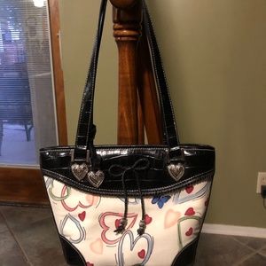 Shoulder purse black/white with cute hearts and butterflies
